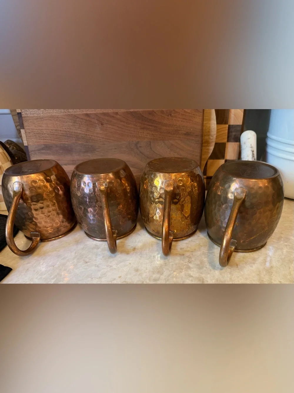 Hammered solid Copper mule mugs x4